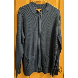 CW Classics Blue Long Sleeve Front Pockets Full‎ Zip Cardigan Sweater Size XL